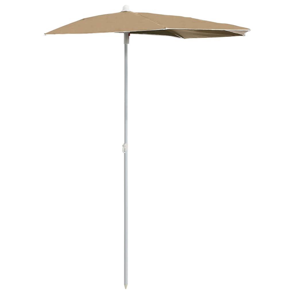 vidaXL Półokrągły parasol ogrodowy na słupku, 180x90 cm, kolor taupe