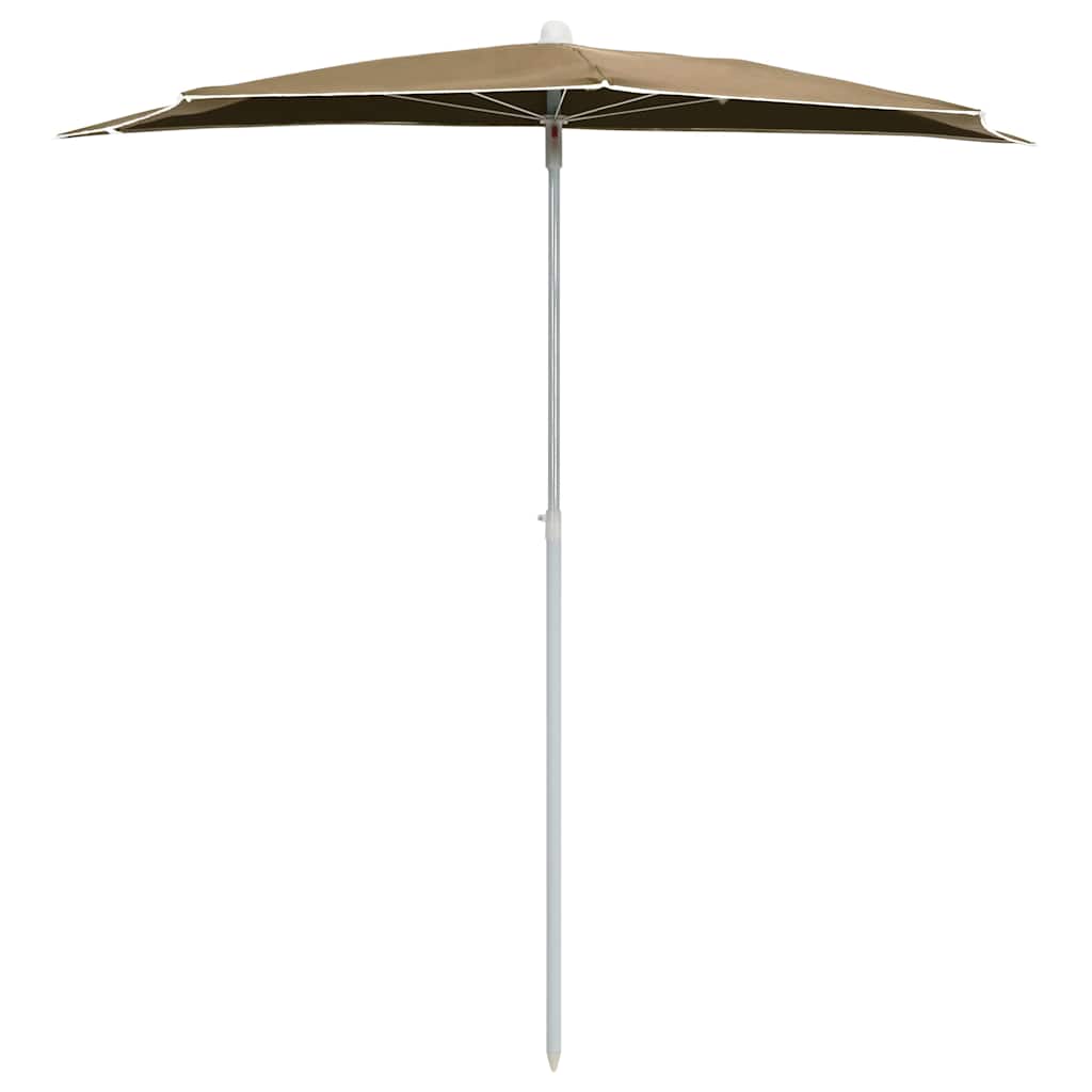 vidaXL Półokrągły parasol ogrodowy na słupku, 180x90 cm, kolor taupe