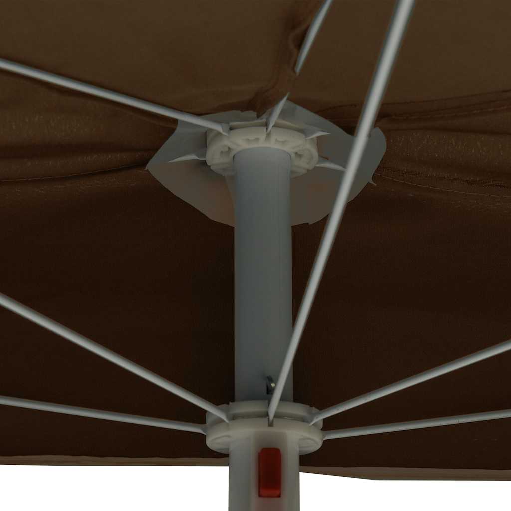 vidaXL Półokrągły parasol ogrodowy na słupku, 180x90 cm, kolor taupe