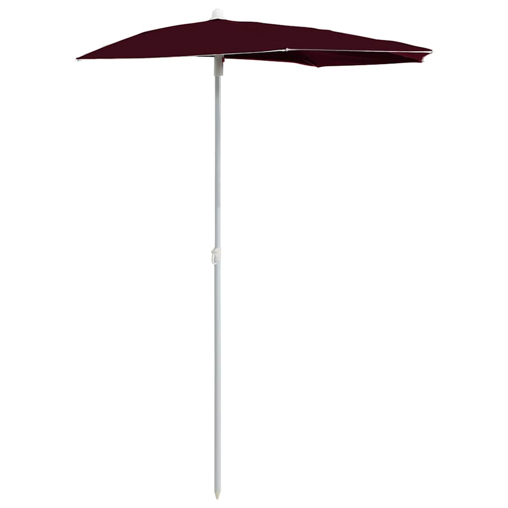 vidaXL Półokrągły parasol ogrodowy na słupku, 180x90 cm, bordowy