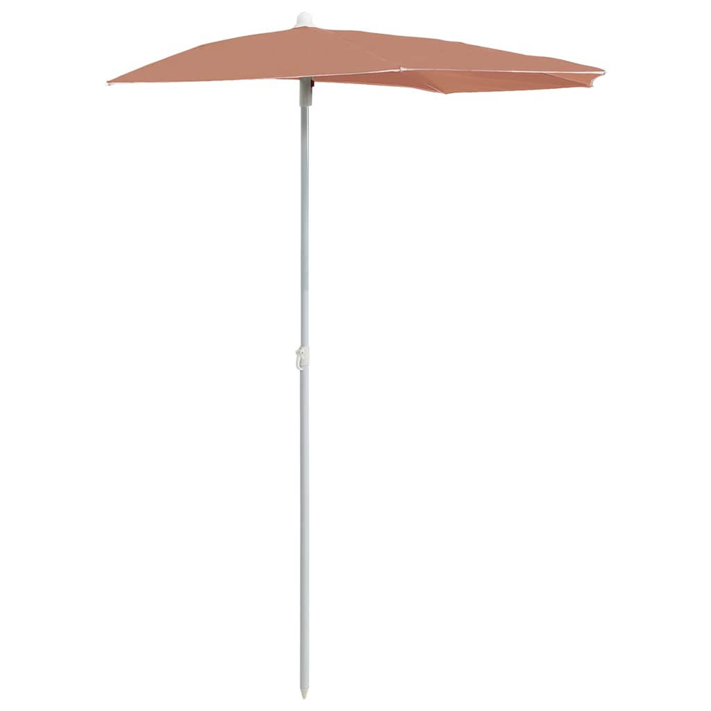 vidaXL Półokrągły parasol ogrodowy na słupku, 180x90 cm, terakota