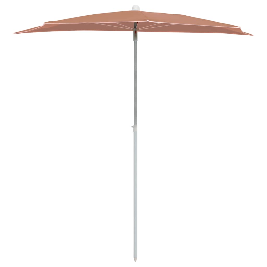 vidaXL Półokrągły parasol ogrodowy na słupku, 180x90 cm, terakota