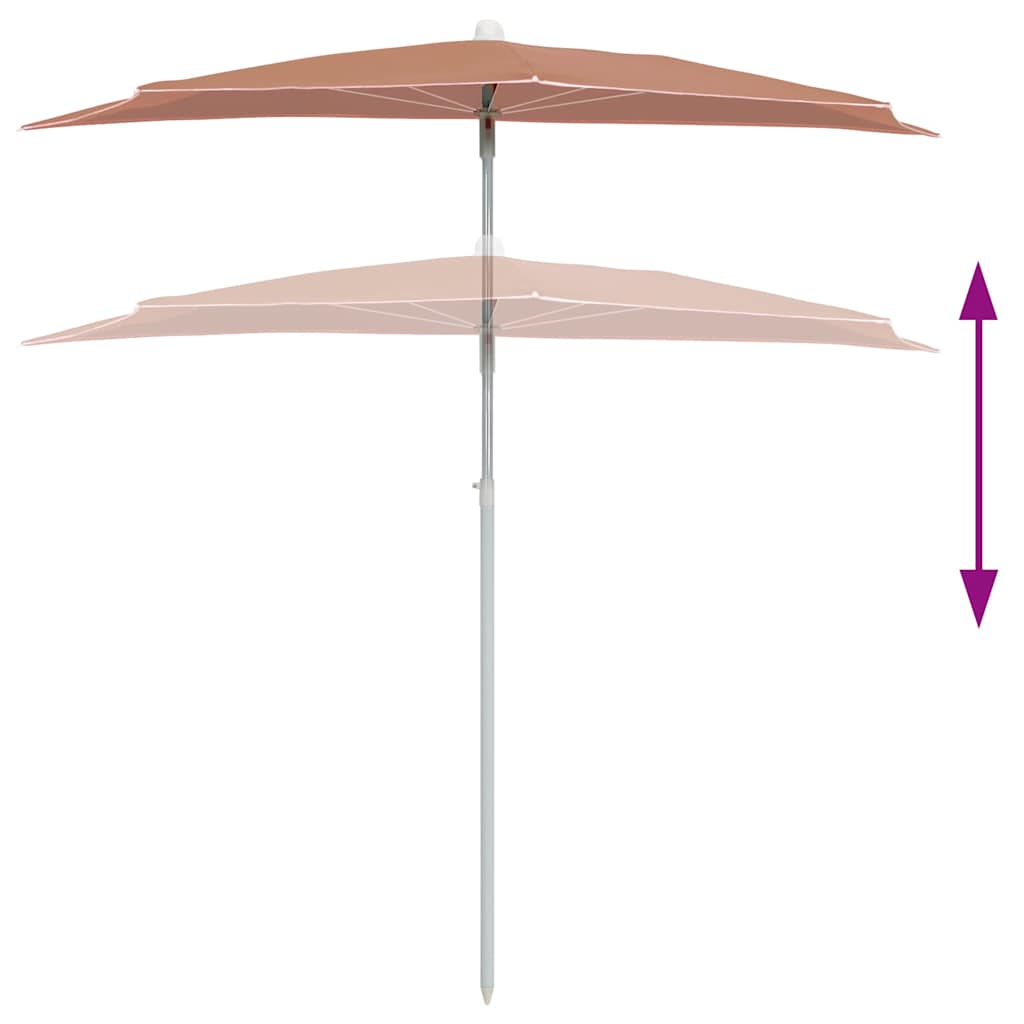 vidaXL Półokrągły parasol ogrodowy na słupku, 180x90 cm, terakota