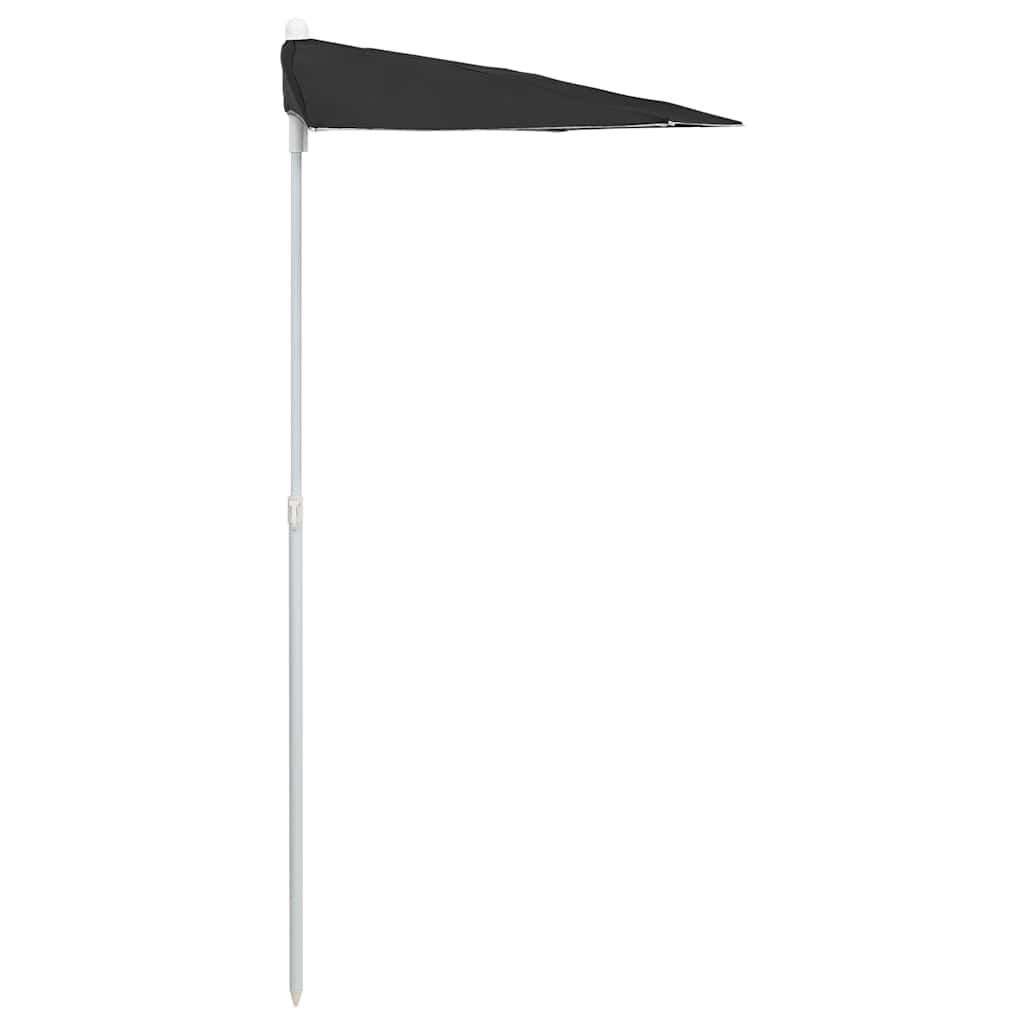 vidaXL Półokrągły parasol ogrodowy na słupku, 180x90 cm, czarny