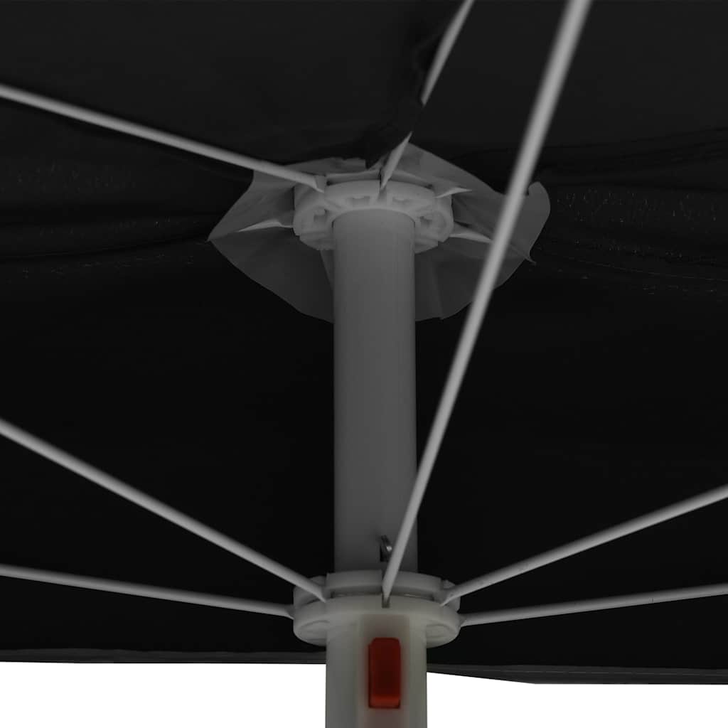 vidaXL Półokrągły parasol ogrodowy na słupku, 180x90 cm, czarny