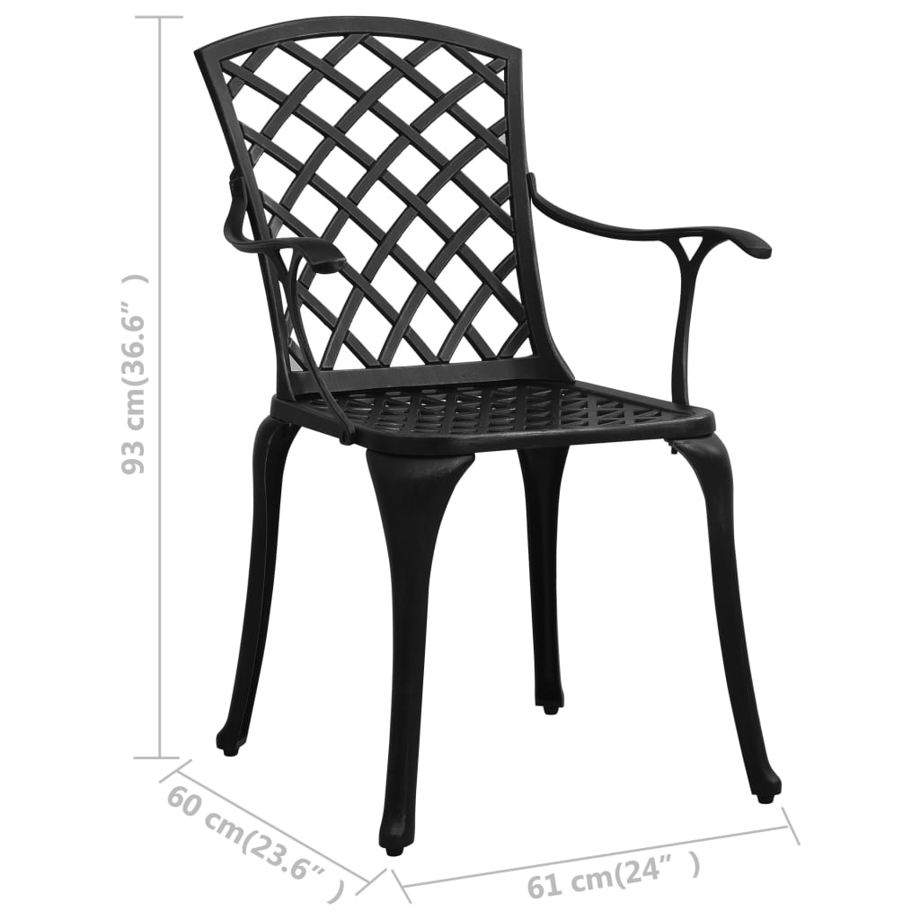vidaXL Krzesła ogrodowe 2 szt., odlewane aluminium, czarne