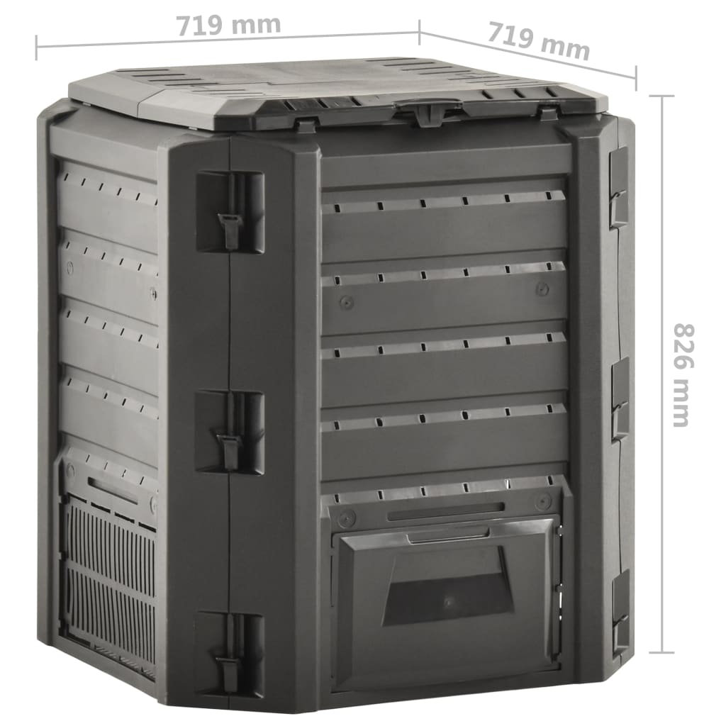 vidaXL Kompostownik ogrodowy, czarny, 380 L