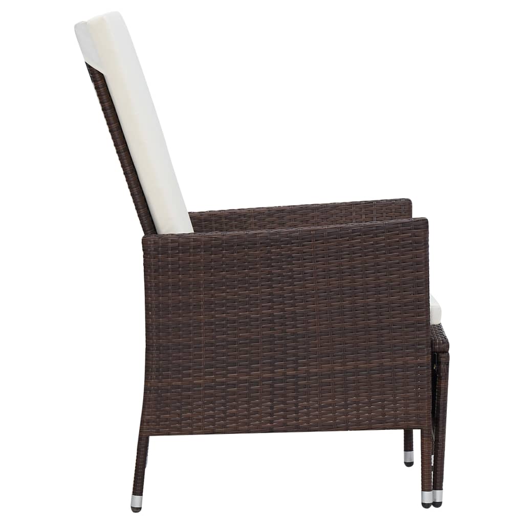vidaXL 3-cz. zestaw wypoczynkowy do ogrodu, poduszki, rattan PE, brąz