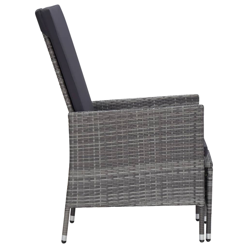 vidaXL 3-cz. zestaw wypoczynkowy do ogrodu, poduszki, rattan PE, szary