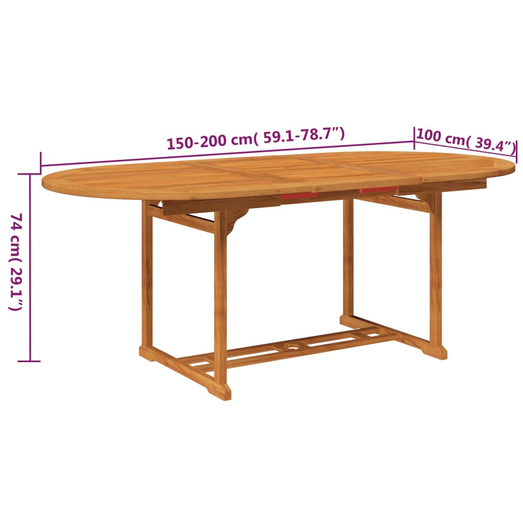 vidaXL 5-częściowy zestaw mebli ogrodowych, drewno akacjowe, 150-200 cm
