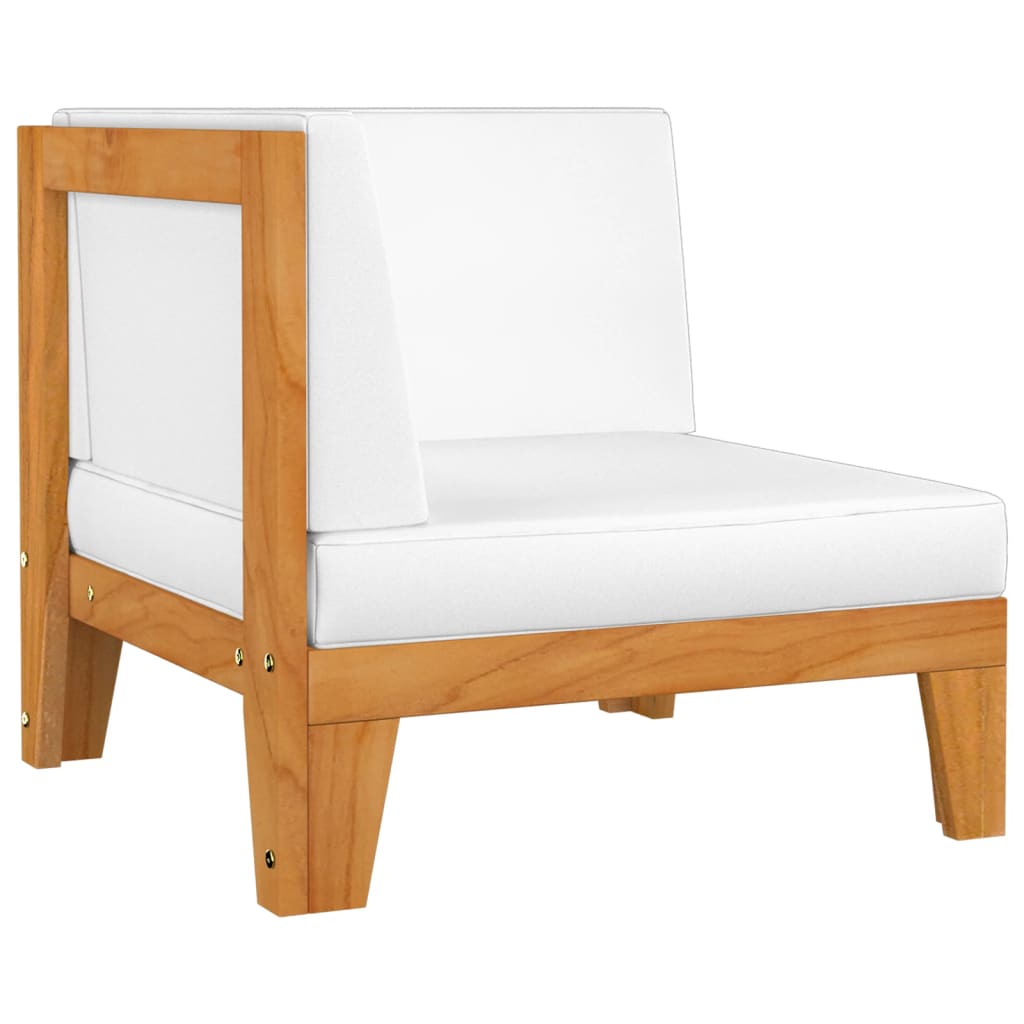 vidaXL 2-osobowa sofa z kremowymi poduszkami, lite drewno akacjowe