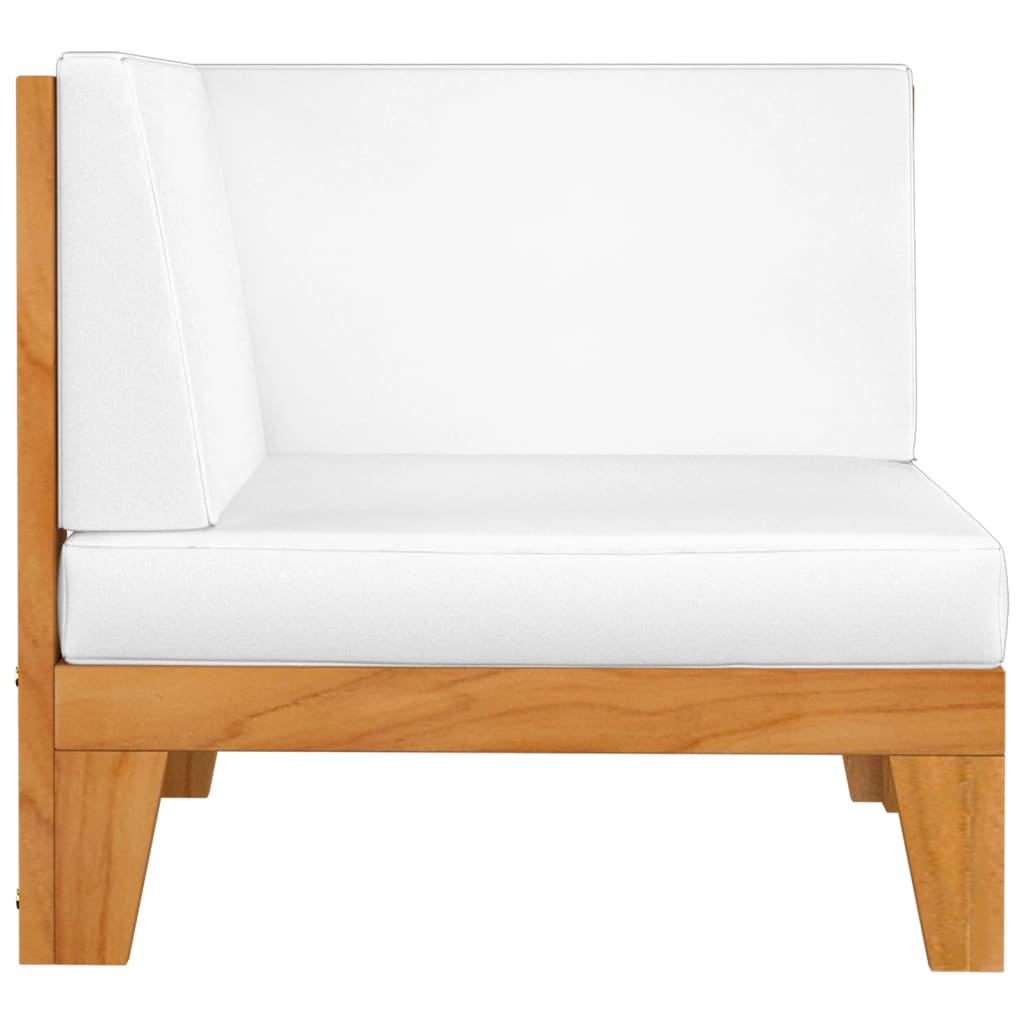vidaXL 2-osobowa sofa z kremowymi poduszkami, lite drewno akacjowe