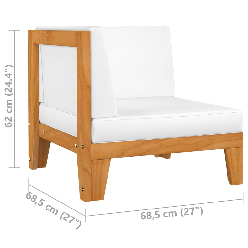 vidaXL 2-osobowa sofa z kremowymi poduszkami, lite drewno akacjowe