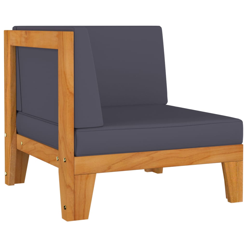 vidaXL 2-osobowa sofa z ciemnoszarymi poduszkami, drewno akacjowe