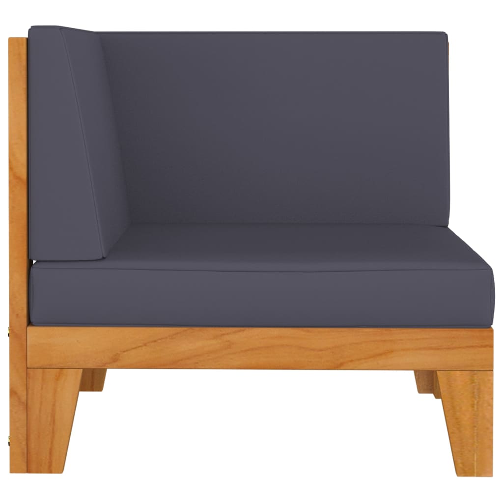 vidaXL 2-osobowa sofa z ciemnoszarymi poduszkami, drewno akacjowe
