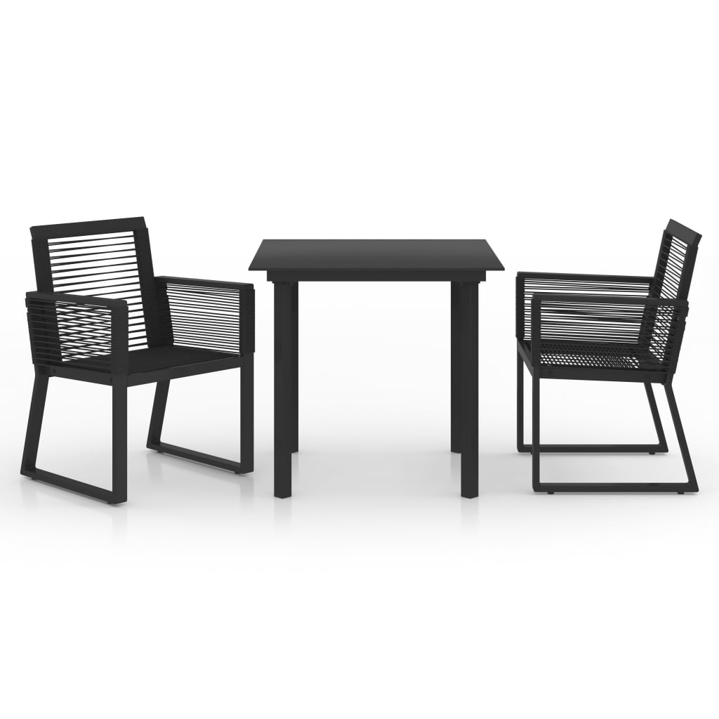 vidaXL 3-cz. zestaw mebli ogrodowych, rattan PVC, czarny