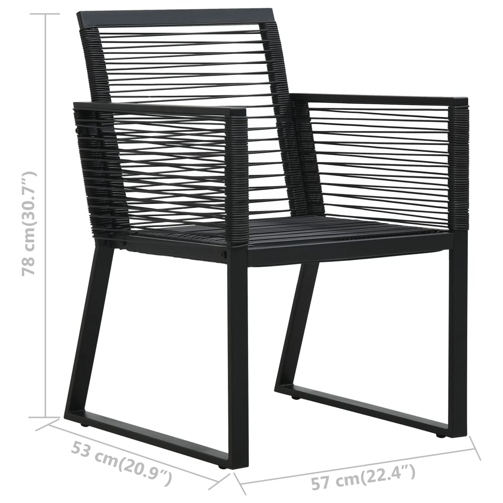 vidaXL 3-cz. zestaw mebli ogrodowych, rattan PVC, czarny