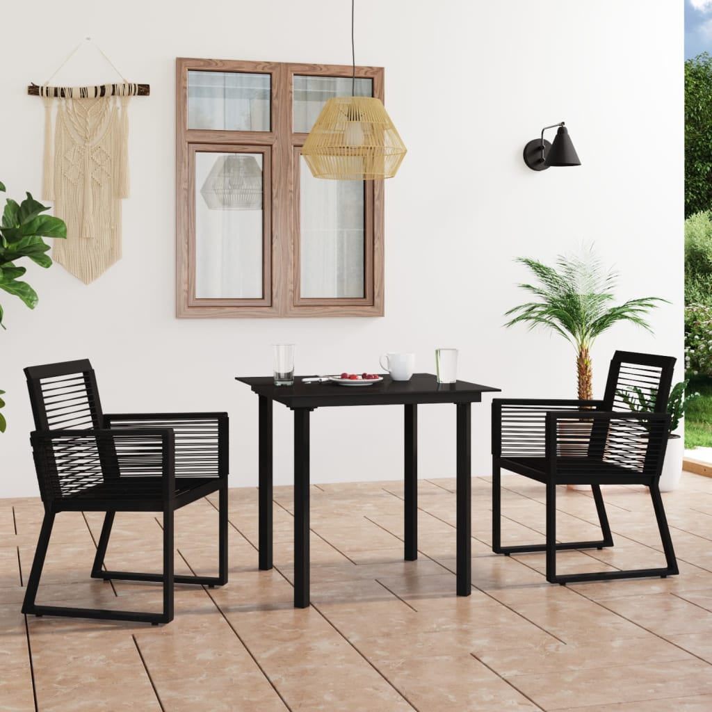 vidaXL 3-cz. zestaw mebli ogrodowych, rattan PVC, czarny