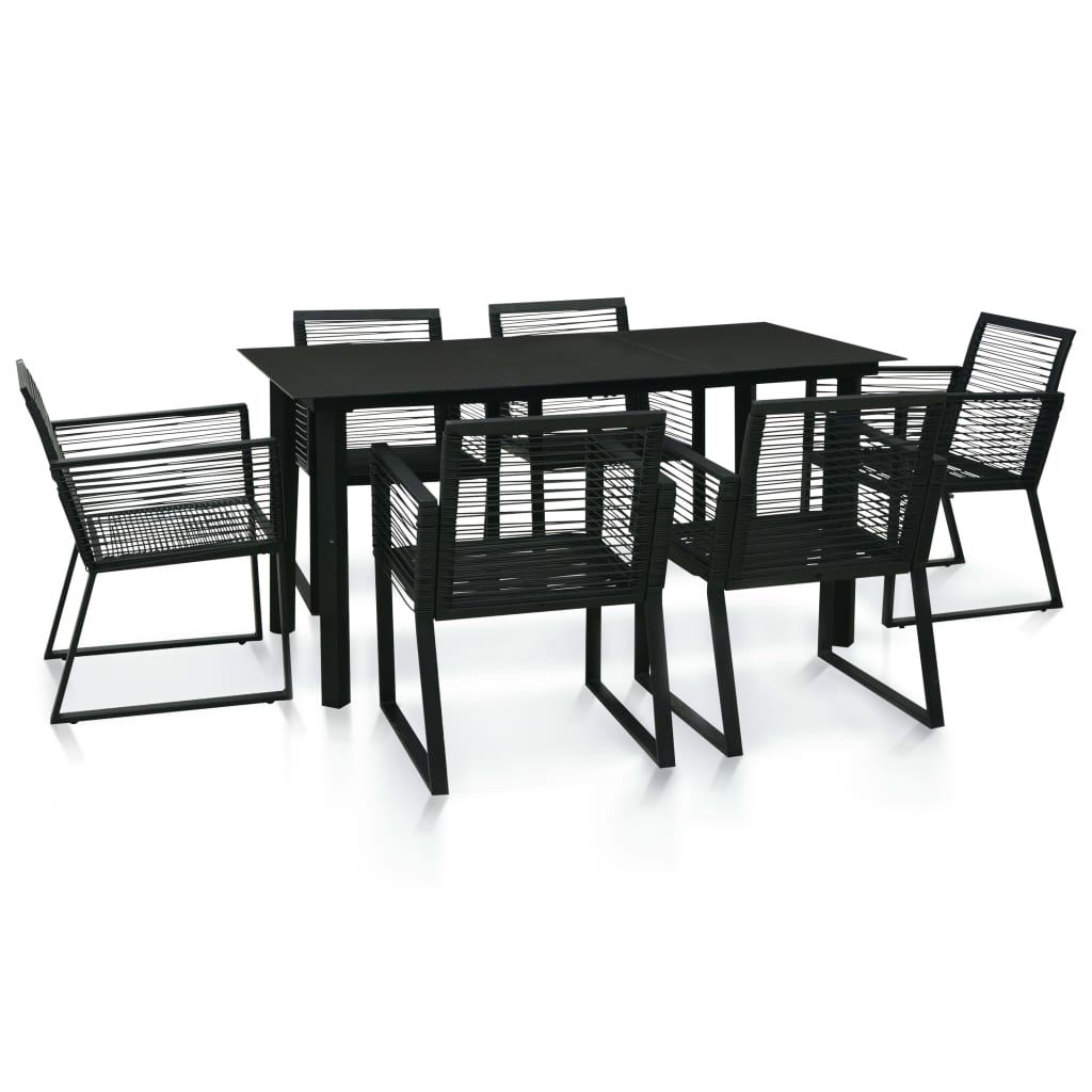 vidaXL 7-cz. zestaw mebli ogrodowych, rattan PVC, czarny