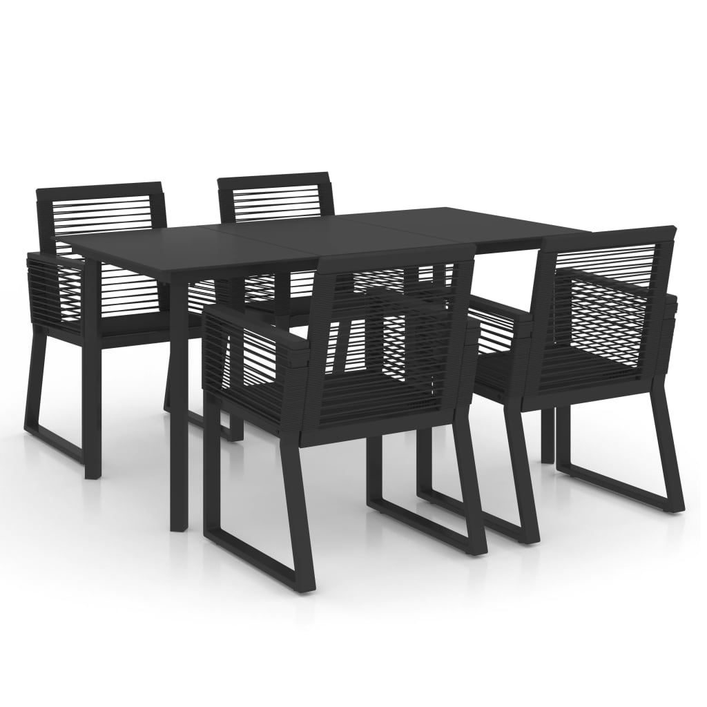 vidaXL 5-cz. zestaw mebli ogrodowych, rattan PVC, czarny