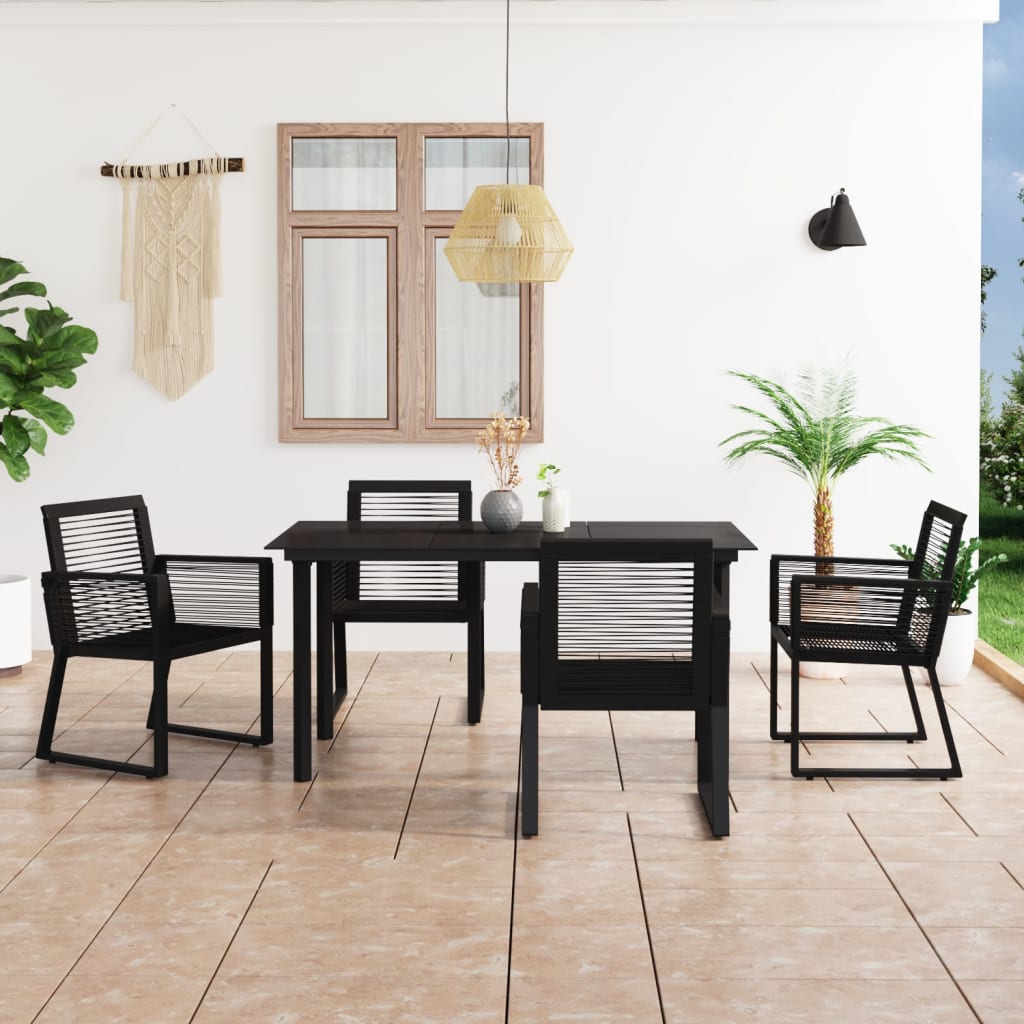 vidaXL 5-cz. zestaw mebli ogrodowych, rattan PVC, czarny
