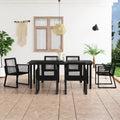 vidaXL 7-cz. zestaw mebli ogrodowych, rattan PVC, czarny