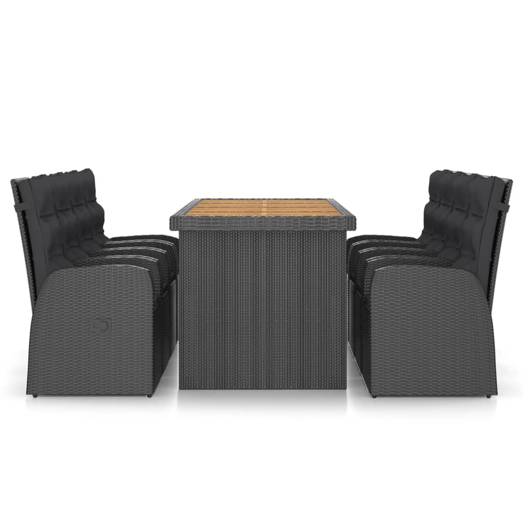vidaXL 9-cz. zestaw mebli ogrodowych z poduszkami, rattan PE, czarny