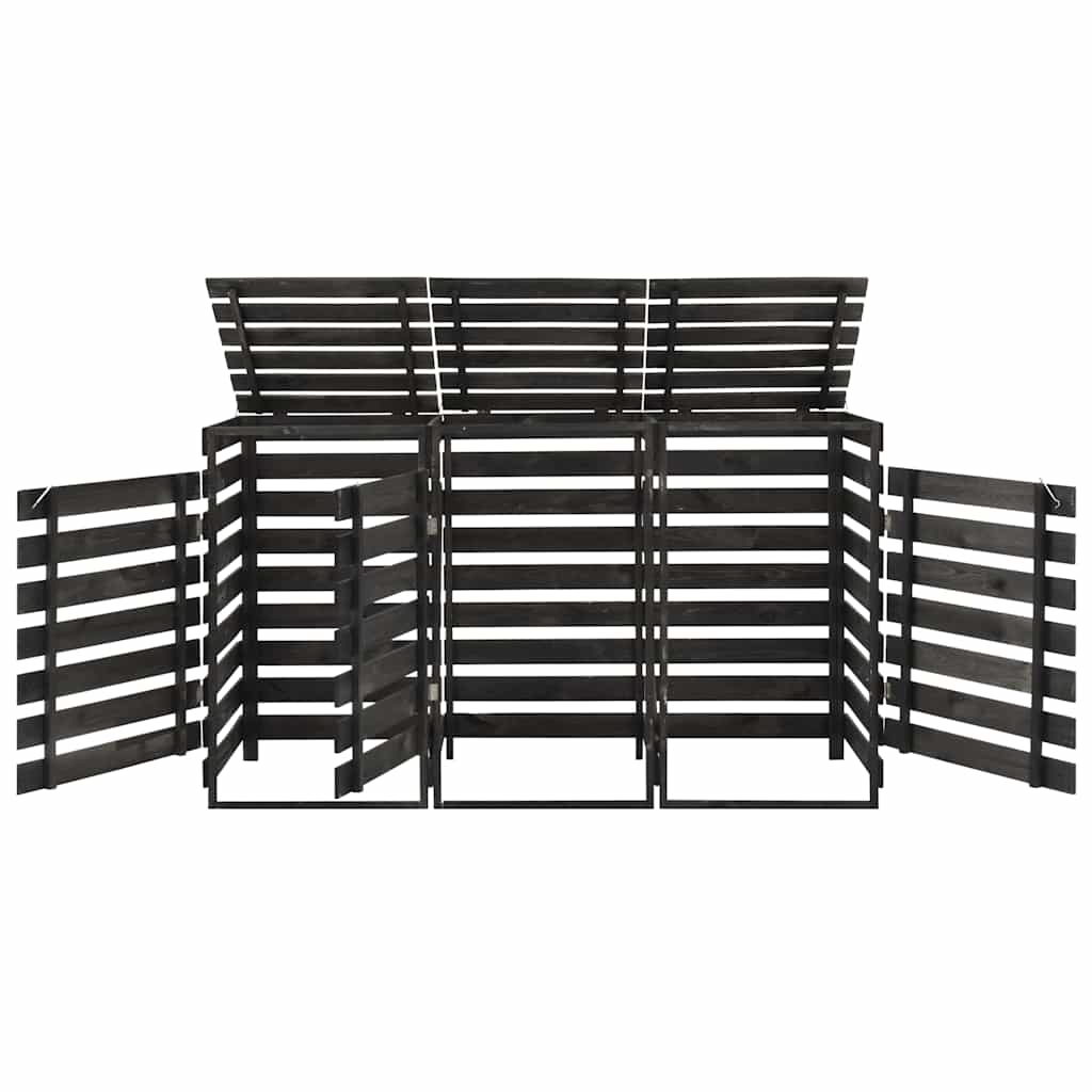 vidaXL Osłona na 3 kosze na śmieci, 210x75x121 cm, malowana sosna