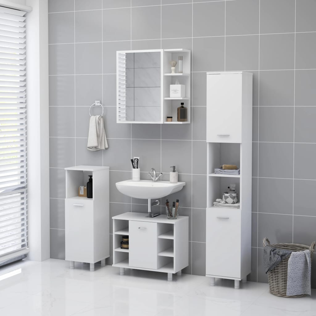 vidaXL Szafka z lustrem, biała 62,5x20,5x64 cm materiał drewnopochodny