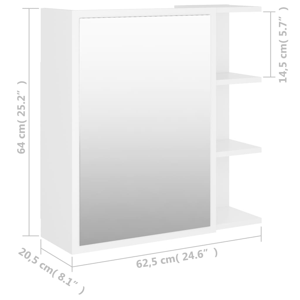 vidaXL Szafka z lustrem, biała 62,5x20,5x64 cm materiał drewnopochodny