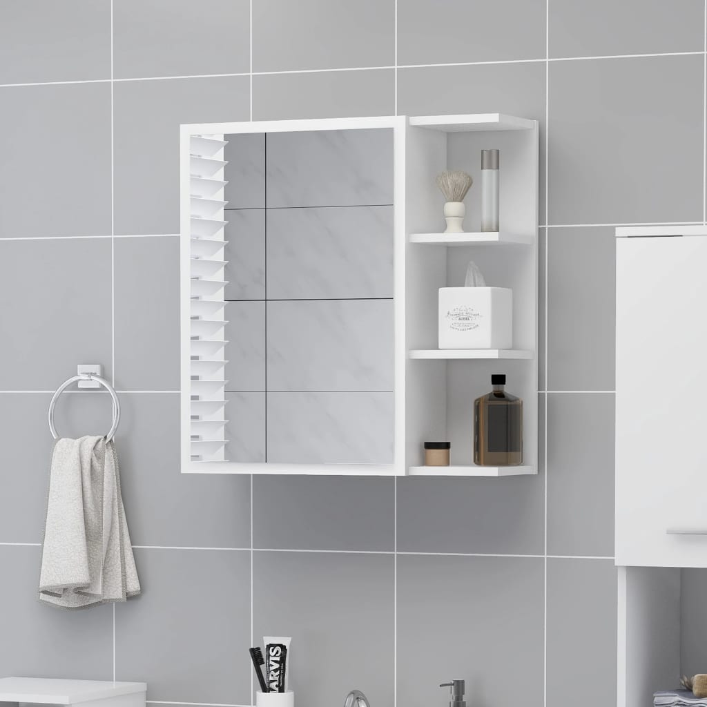 vidaXL Szafka z lustrem, biała 62,5x20,5x64 cm materiał drewnopochodny