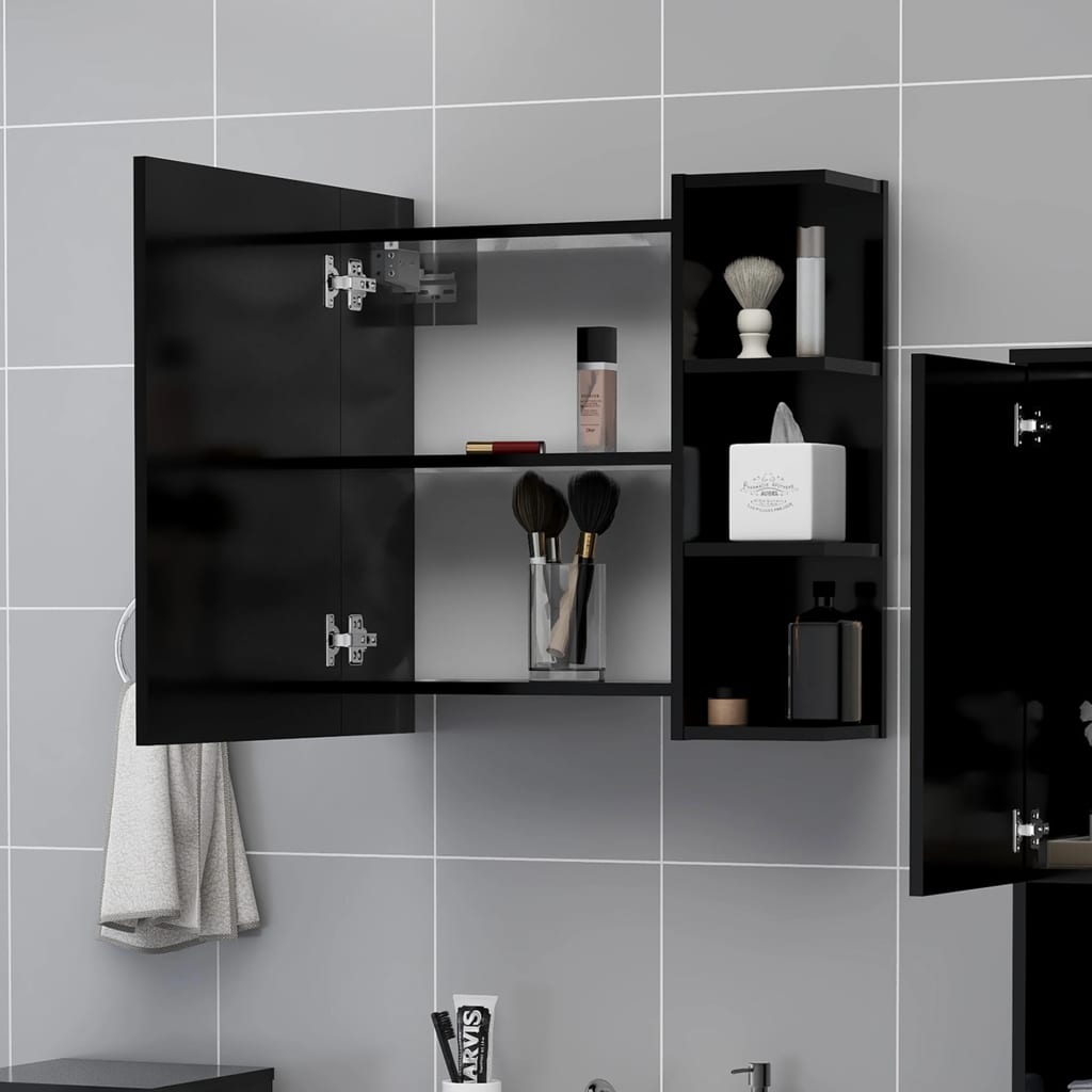 vidaXL Szafka z lustrem czarna 62,5x20,5x64 cm materiał drewnopochodny
