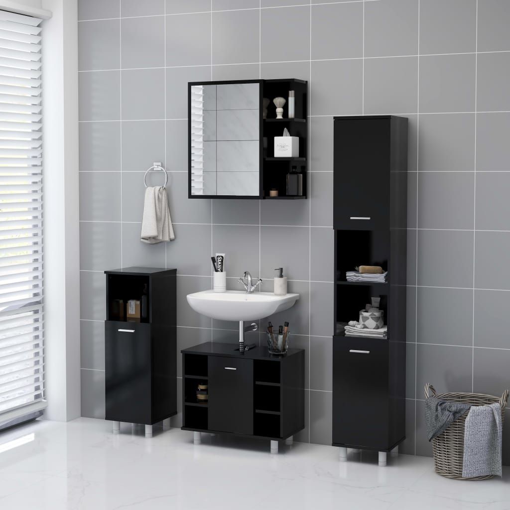 vidaXL Szafka z lustrem czarna 62,5x20,5x64 cm materiał drewnopochodny