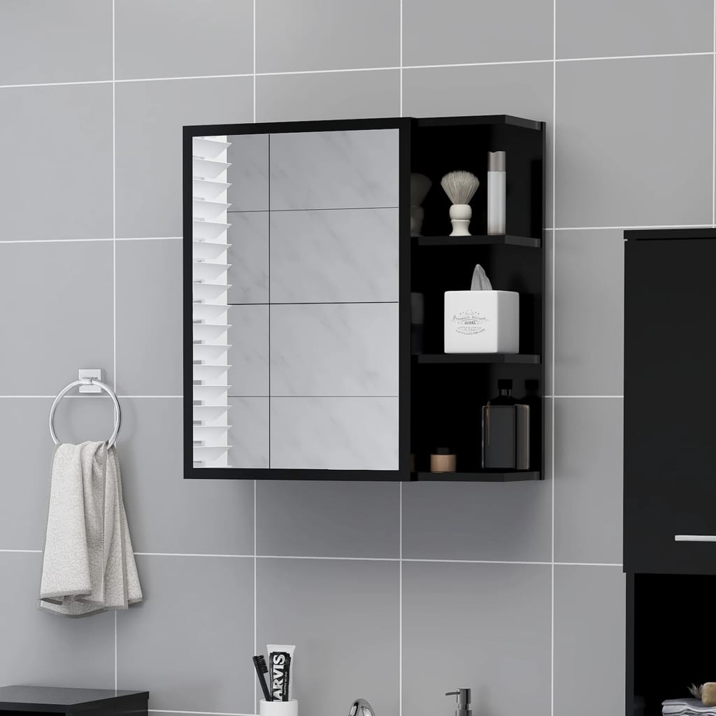 vidaXL Szafka z lustrem czarna 62,5x20,5x64 cm materiał drewnopochodny