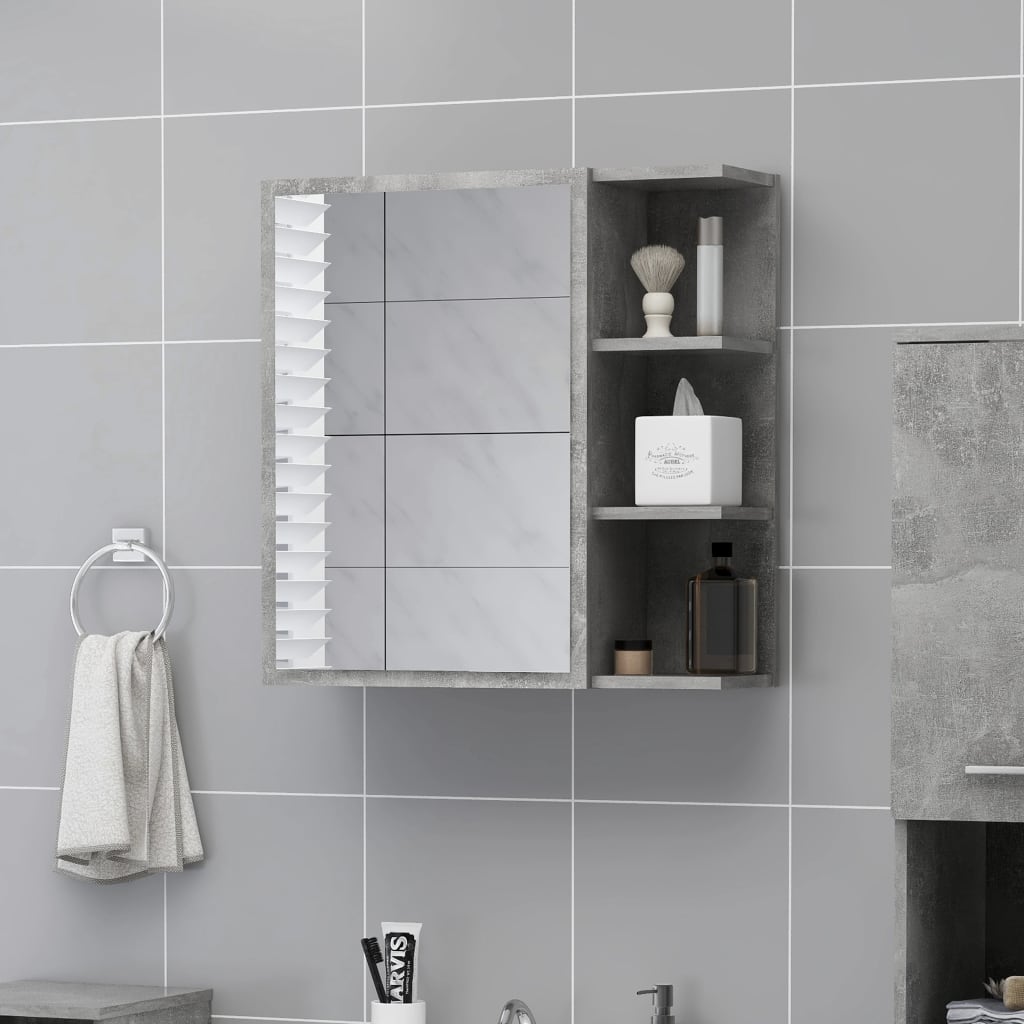 vidaXL Szafka łazienkowa z lustrem, szarość betonu, 62,5x20,5x64 cm
