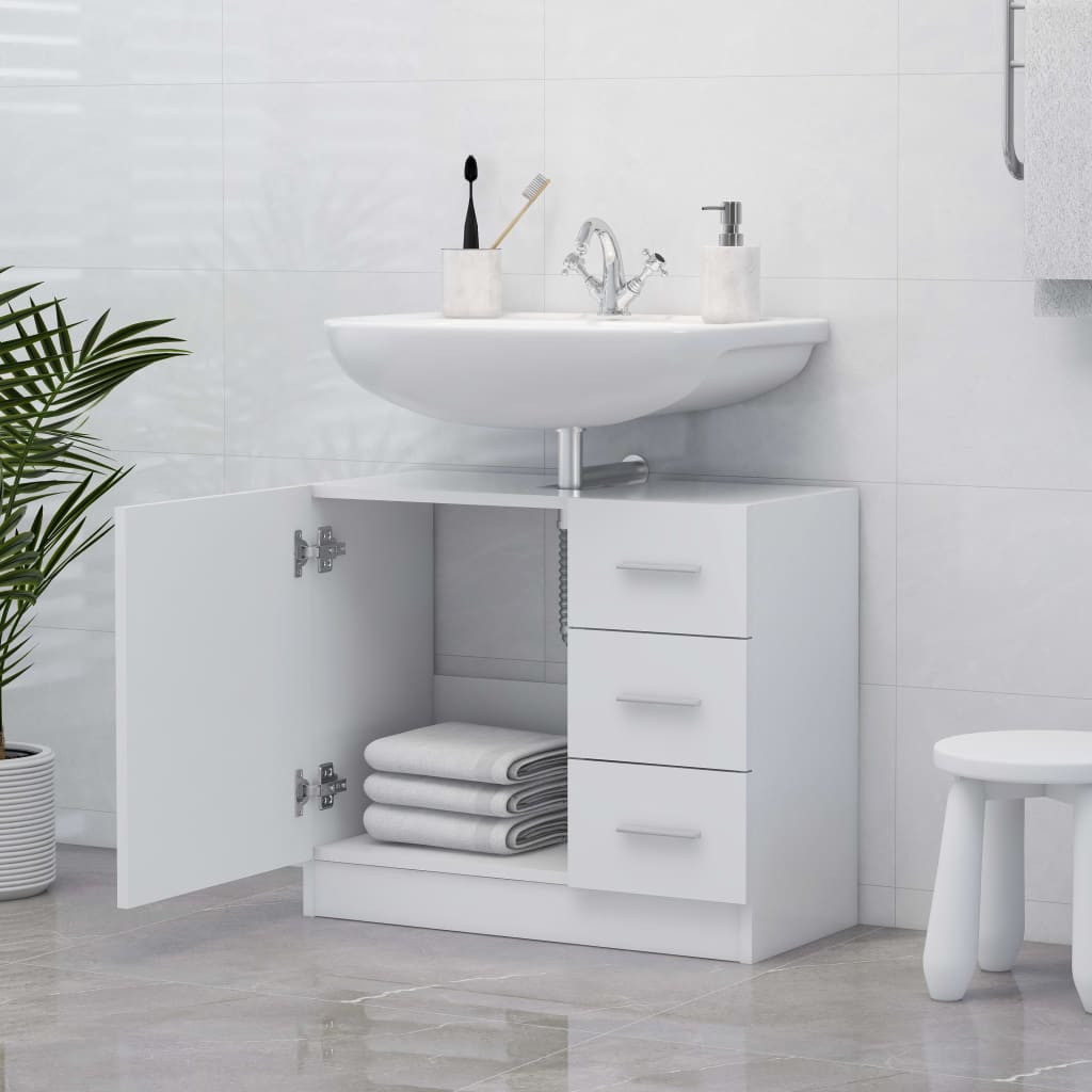 vidaXL Szafka pod umywalkę, biała 63x30x54 cm, materiał drewnopochodny