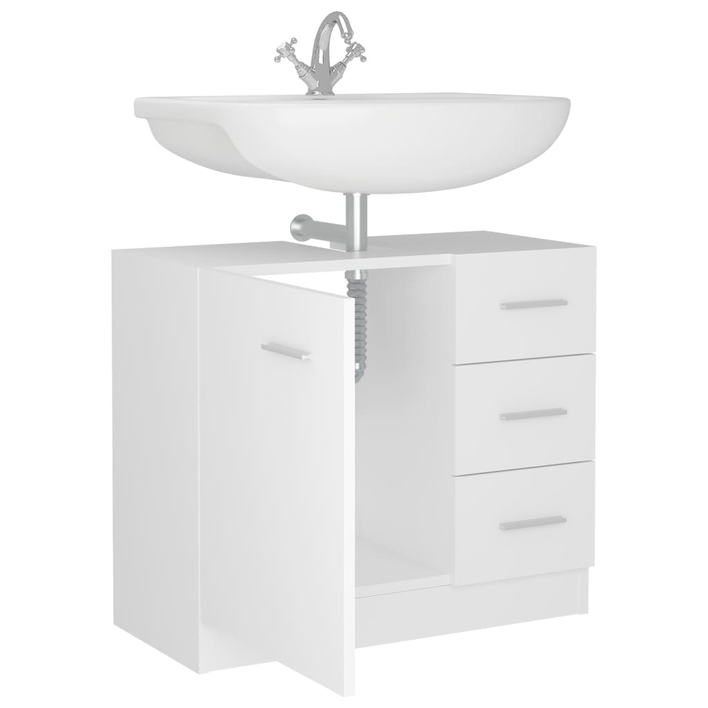 vidaXL Szafka pod umywalkę, biała 63x30x54 cm, materiał drewnopochodny