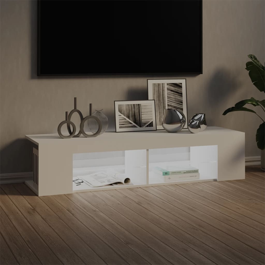 vidaXL Szafka TV z oświetleniem LED, biała, 135x39x30 cm