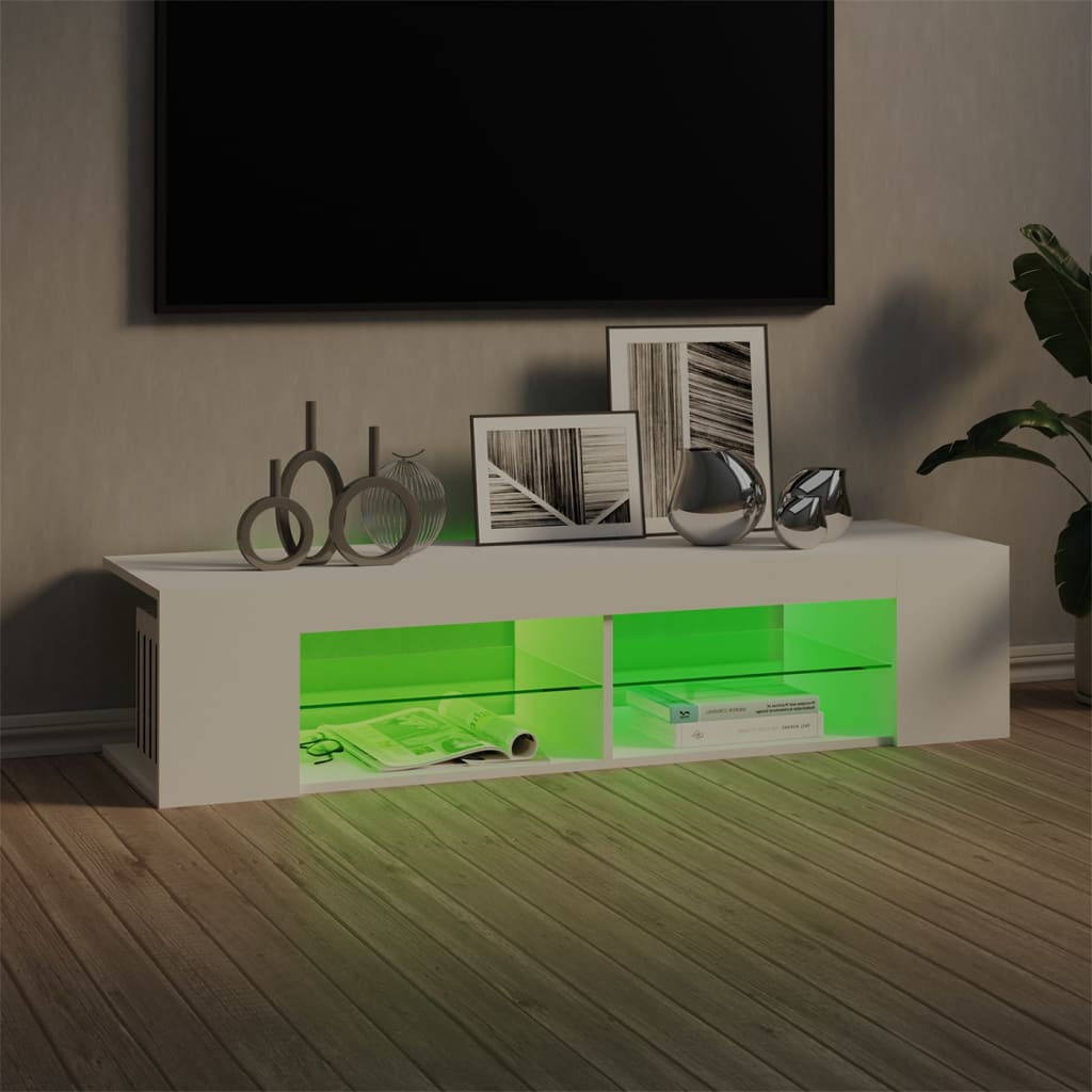 vidaXL Szafka TV z oświetleniem LED, biała, 135x39x30 cm