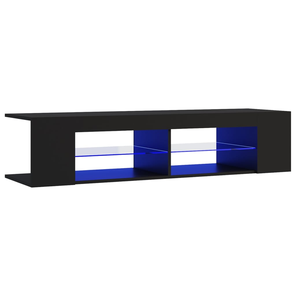 vidaXL Szafka TV z oświetleniem LED, czarna, 135x39x30 cm