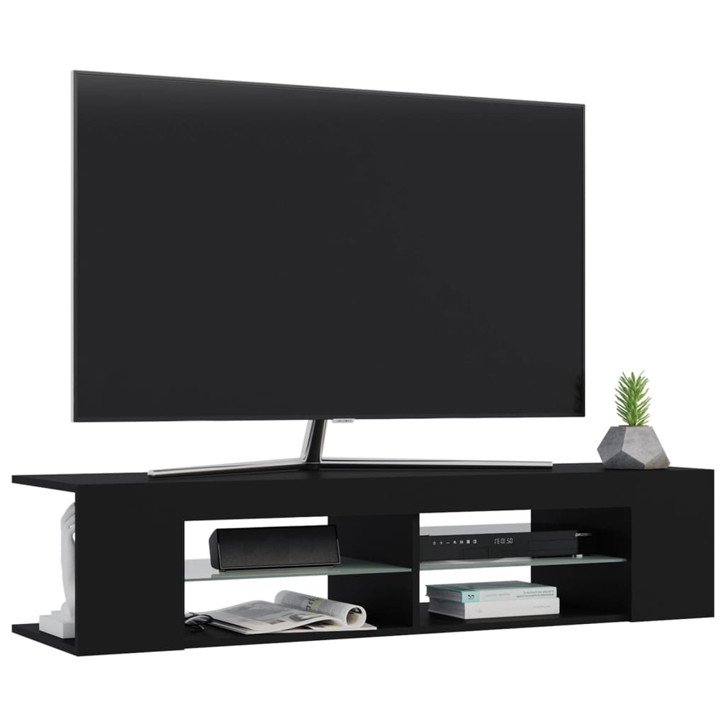 vidaXL Szafka TV z oświetleniem LED, czarna, 135x39x30 cm