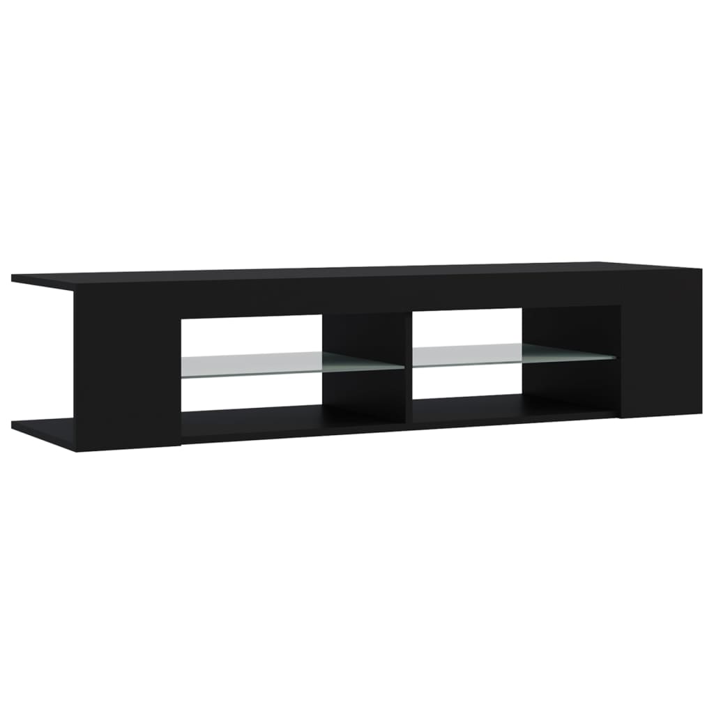 vidaXL Szafka TV z oświetleniem LED, czarna, 135x39x30 cm