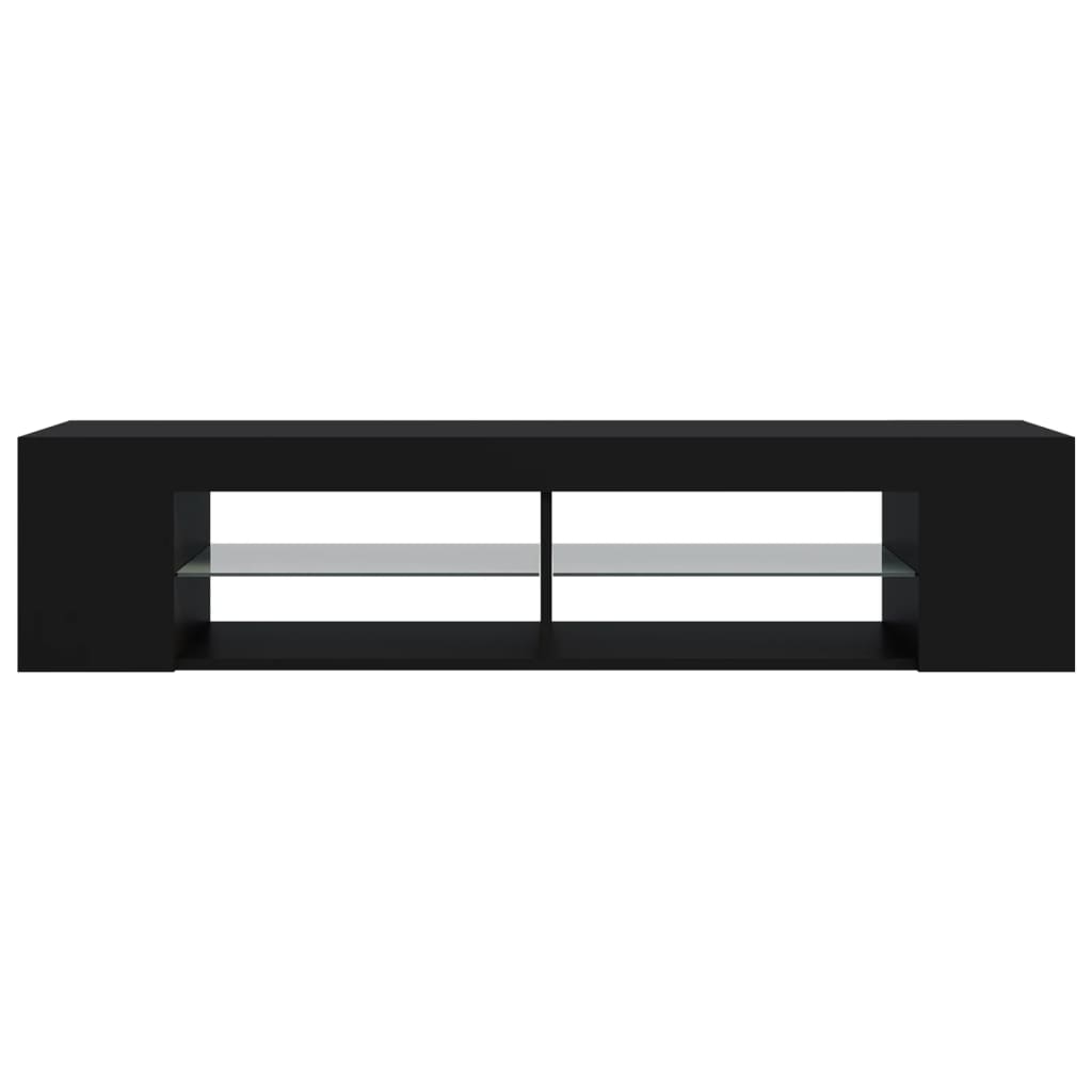 vidaXL Szafka TV z oświetleniem LED, czarna, 135x39x30 cm