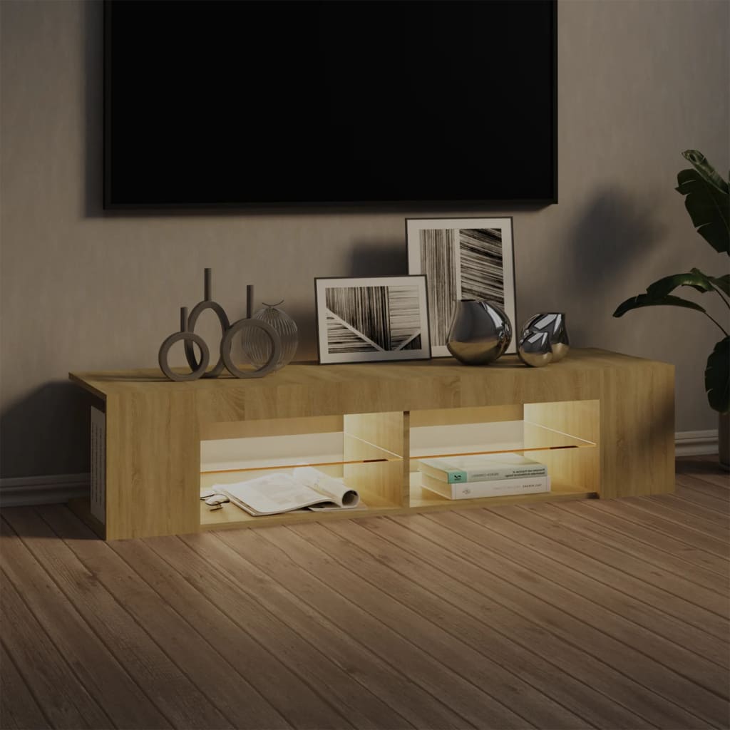 vidaXL Szafka TV z oświetleniem LED, dąb sonoma, 135x39x30 cm