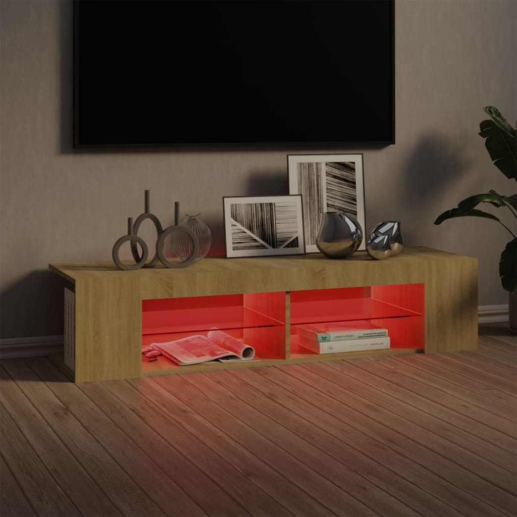 vidaXL Szafka TV z oświetleniem LED, dąb sonoma, 135x39x30 cm