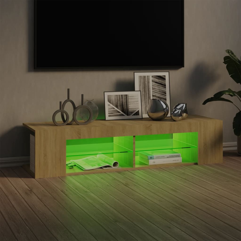 vidaXL Szafka TV z oświetleniem LED, dąb sonoma, 135x39x30 cm