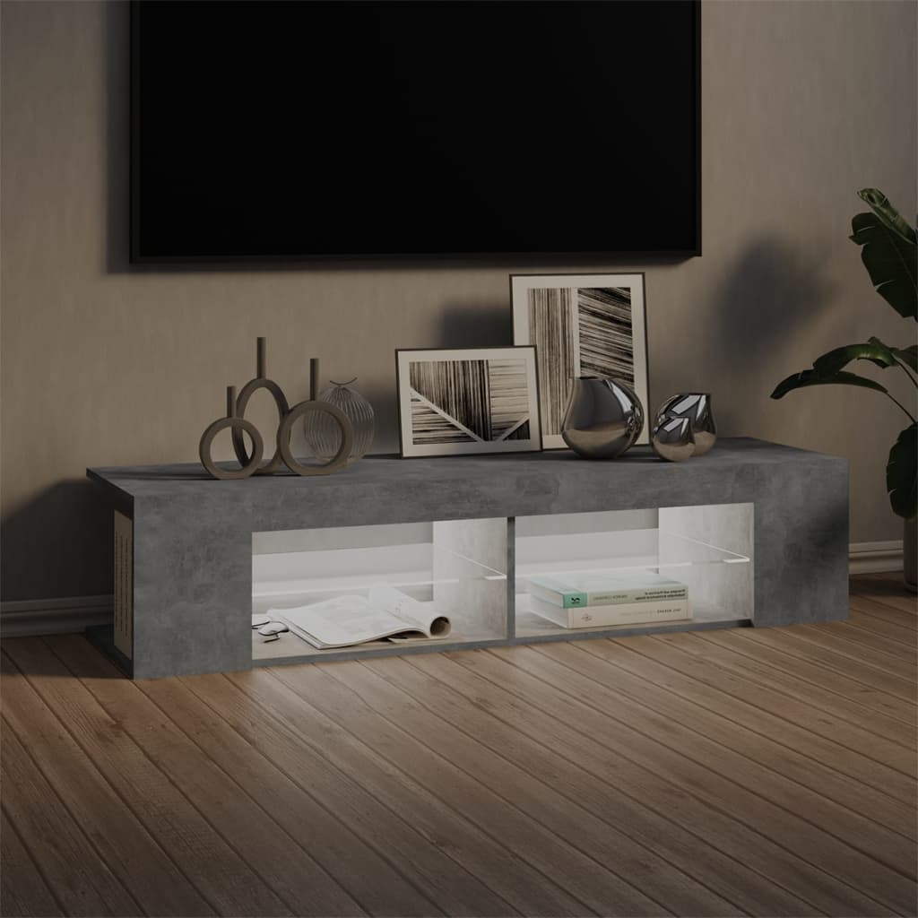 vidaXL Szafka TV z oświetleniem LED, szarość betonu, 135x39x30 cm