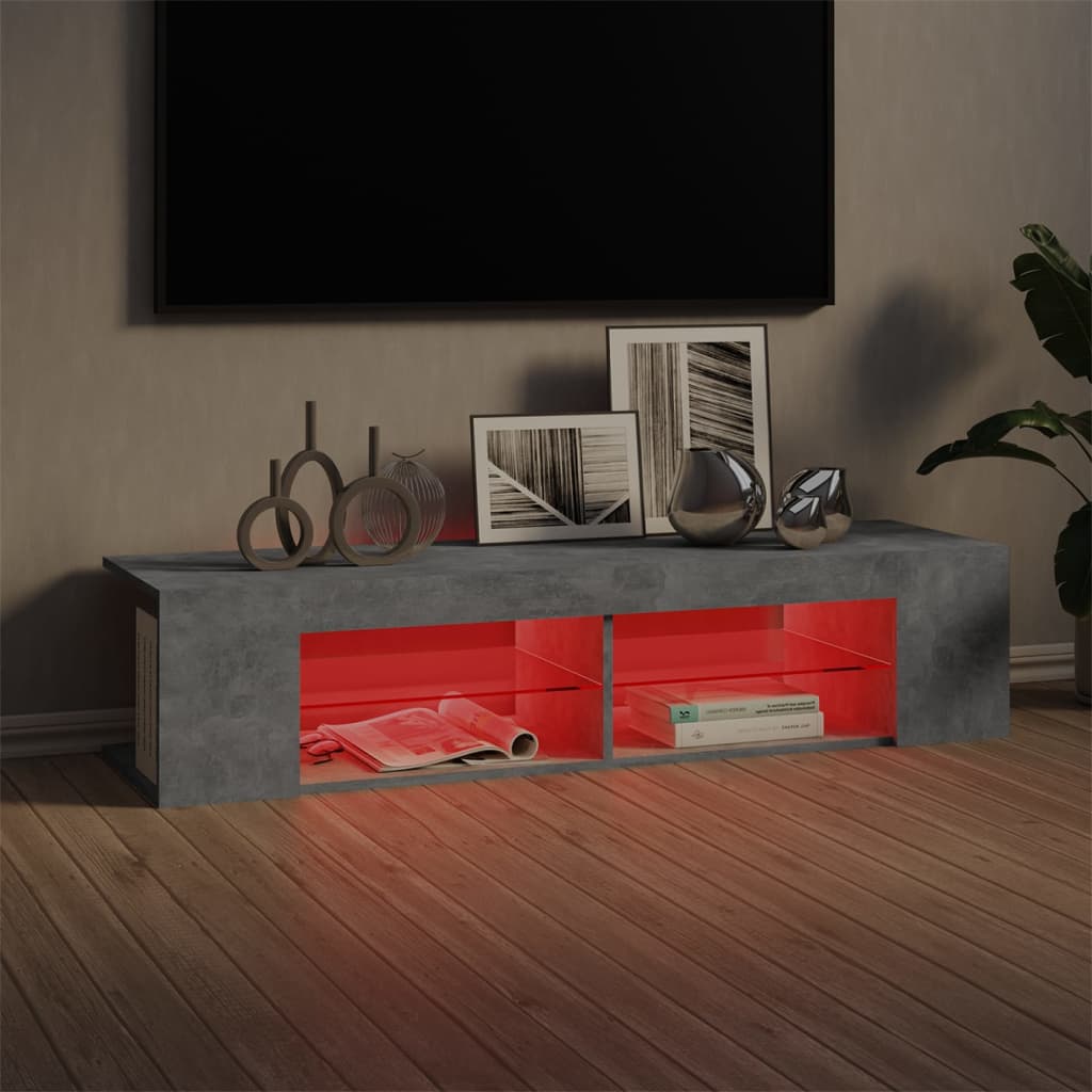 vidaXL Szafka TV z oświetleniem LED, szarość betonu, 135x39x30 cm