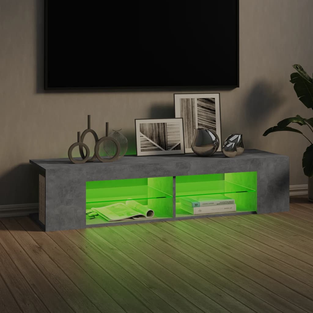 vidaXL Szafka TV z oświetleniem LED, szarość betonu, 135x39x30 cm