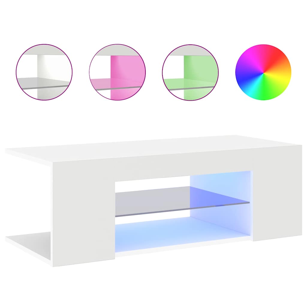 vidaXL Szafka pod TV z oświetleniem LED, biała, 90x39x30 cm